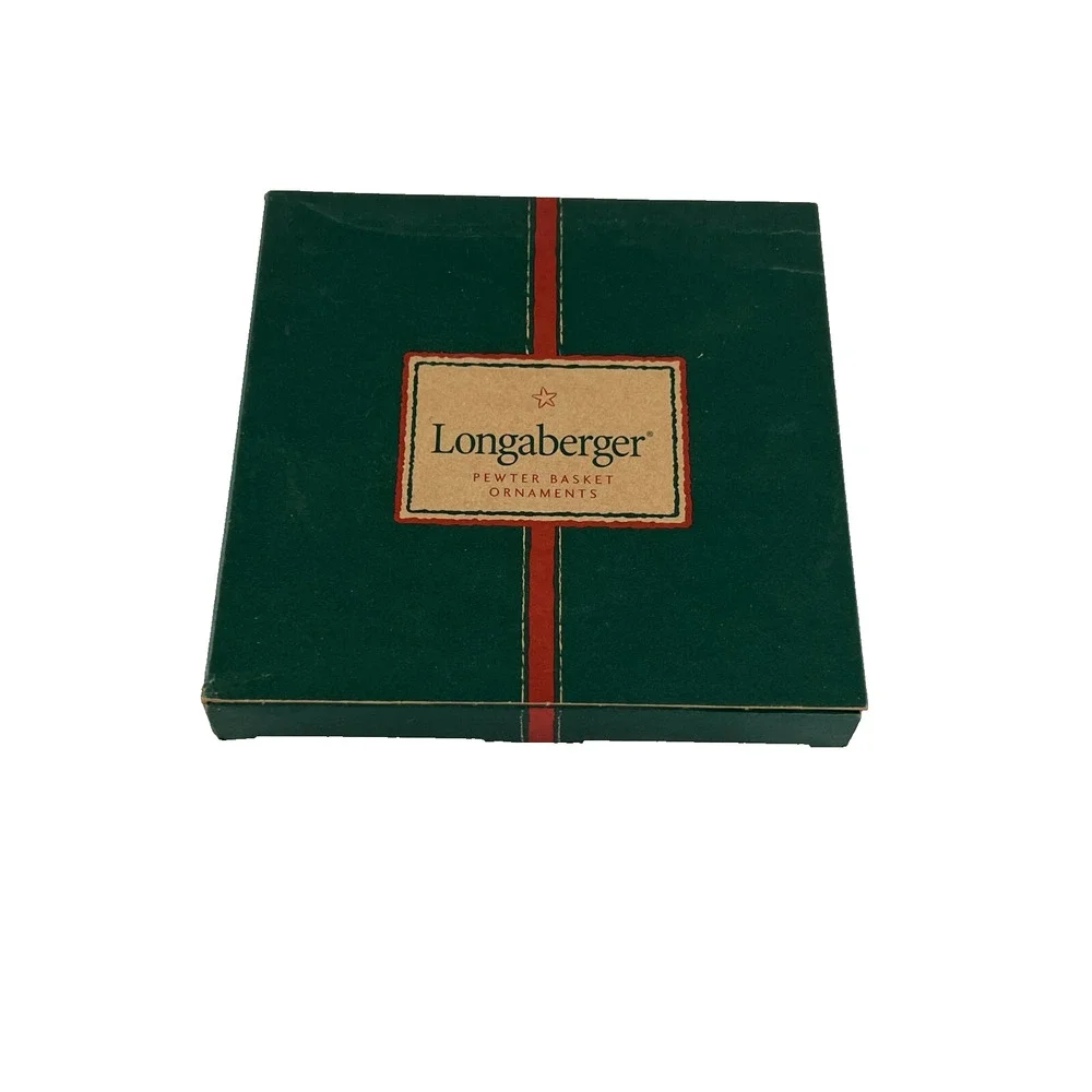 Vintage 2002 Longaberger 4 Pewter Basket Ornaments #77456 New